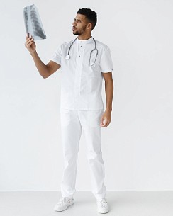 Медицинский костюм мужской Бостон белый